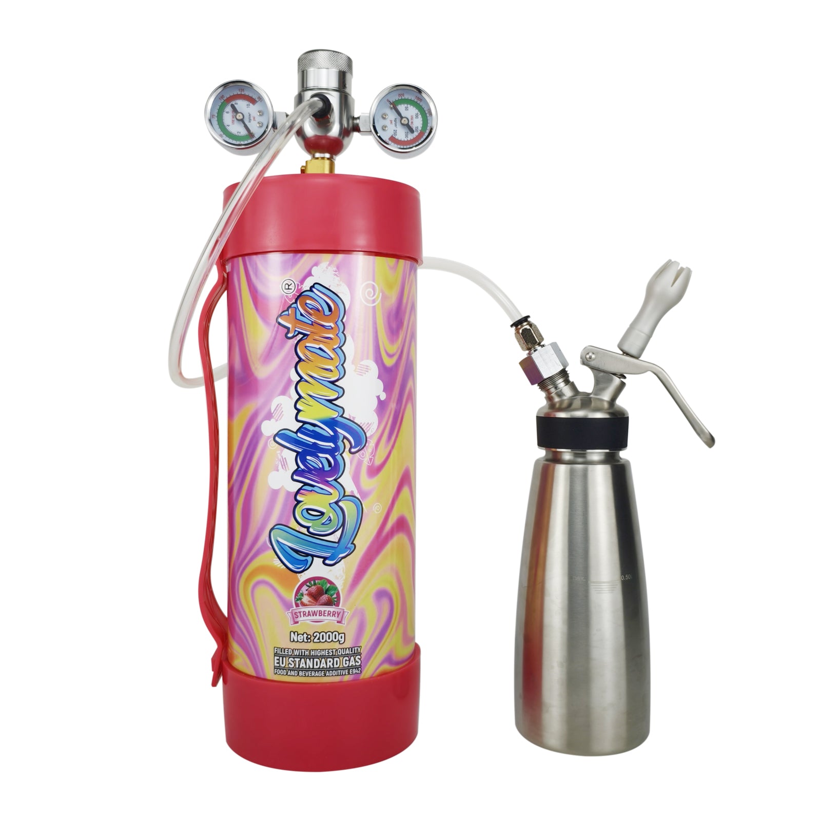 Lovelymate Whipped Cream Charger 3.1L/2000g Food Grade Tanks(Strawberry Flavor), Whipped Nitrous Oxide Cream Charger