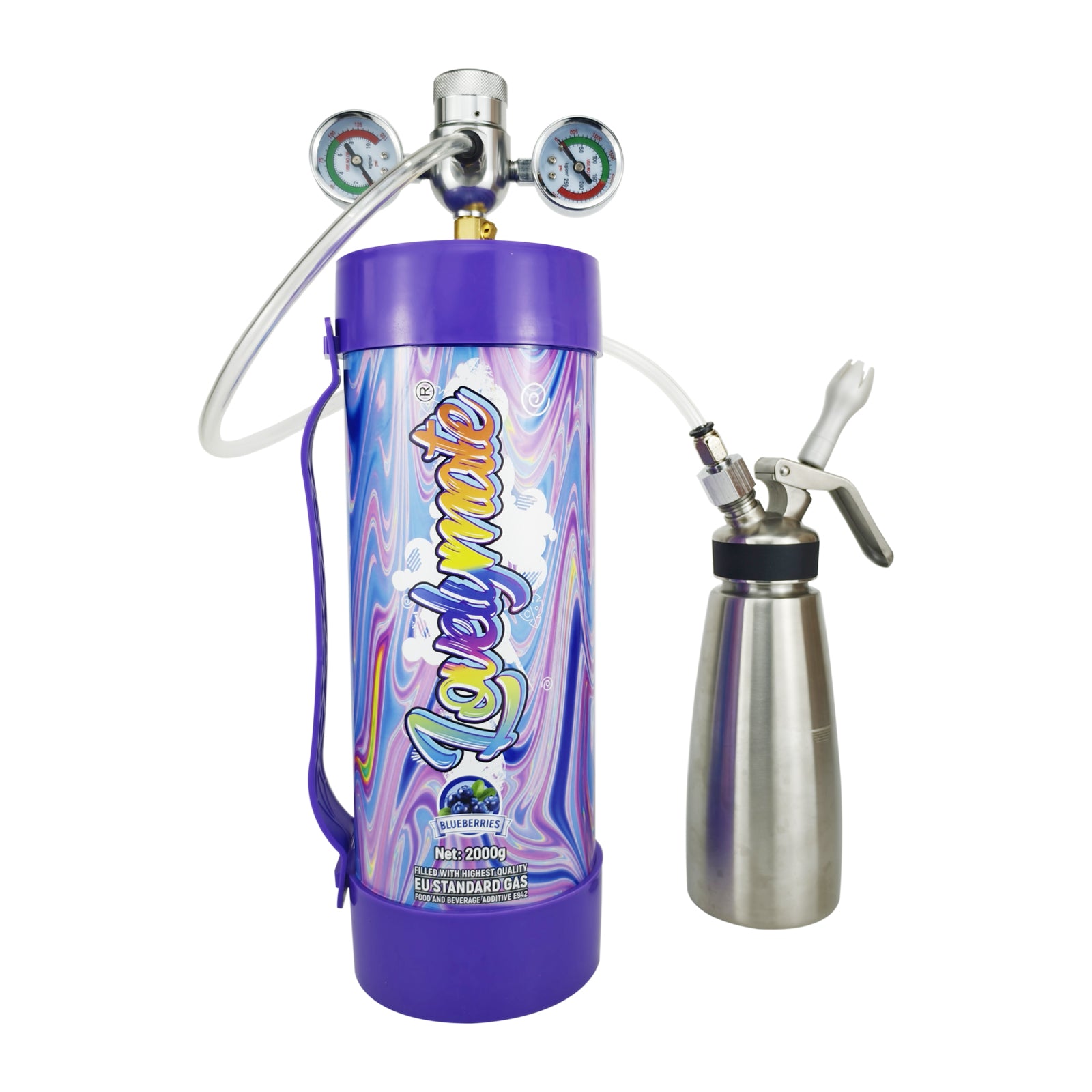 Lovelymate Whipped Cream Charger 3.1L/2000g Food Grade Tanks(Blueberries Flavor), Whipped Nitrous Oxide Cream Charger