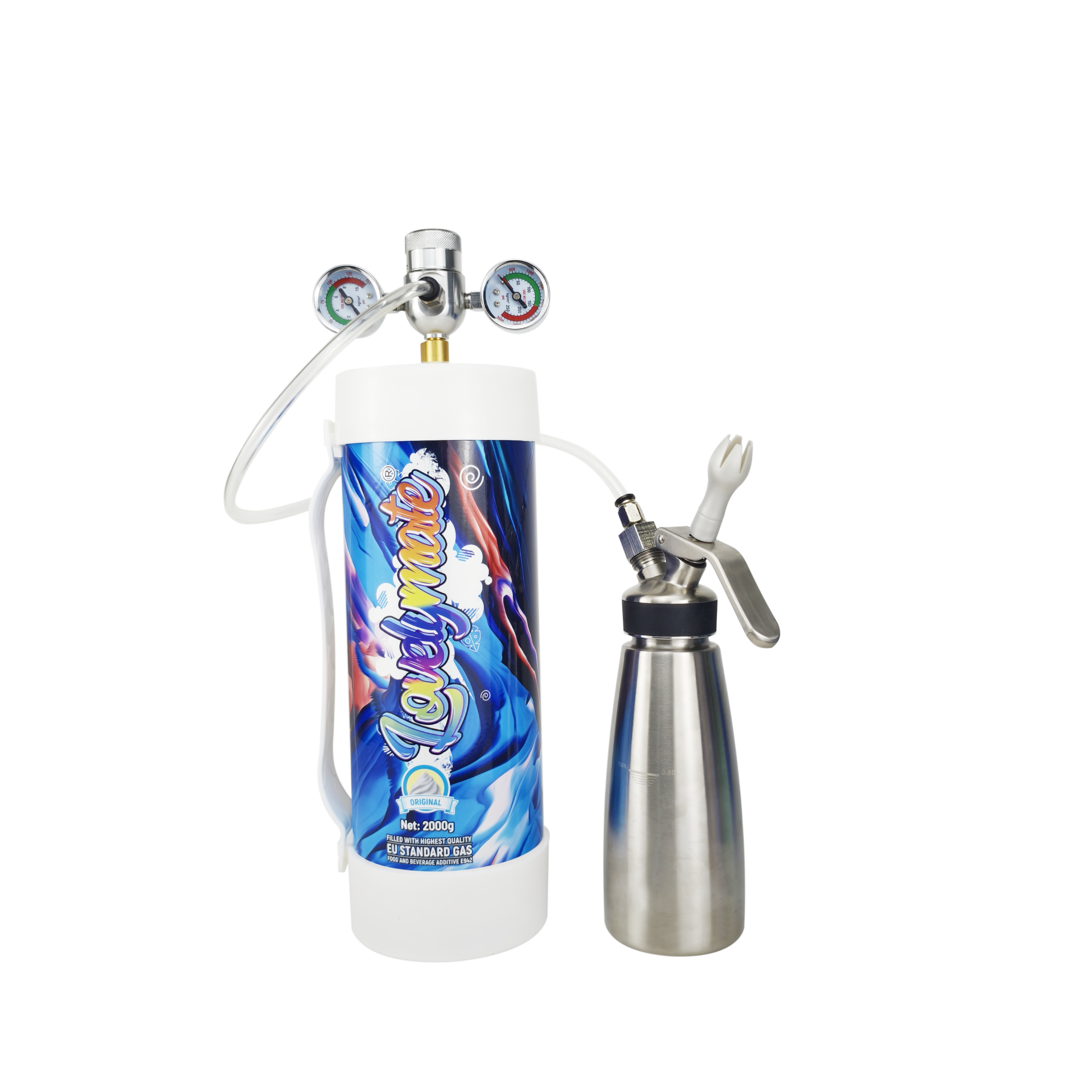 Lovelymate Whipped Cream Charger  3.1L/2000g Tanks Food Grade Tanks Unflavored, Nitrous Oxide Whipped Cream, N2O Gas Whip Cream Charger