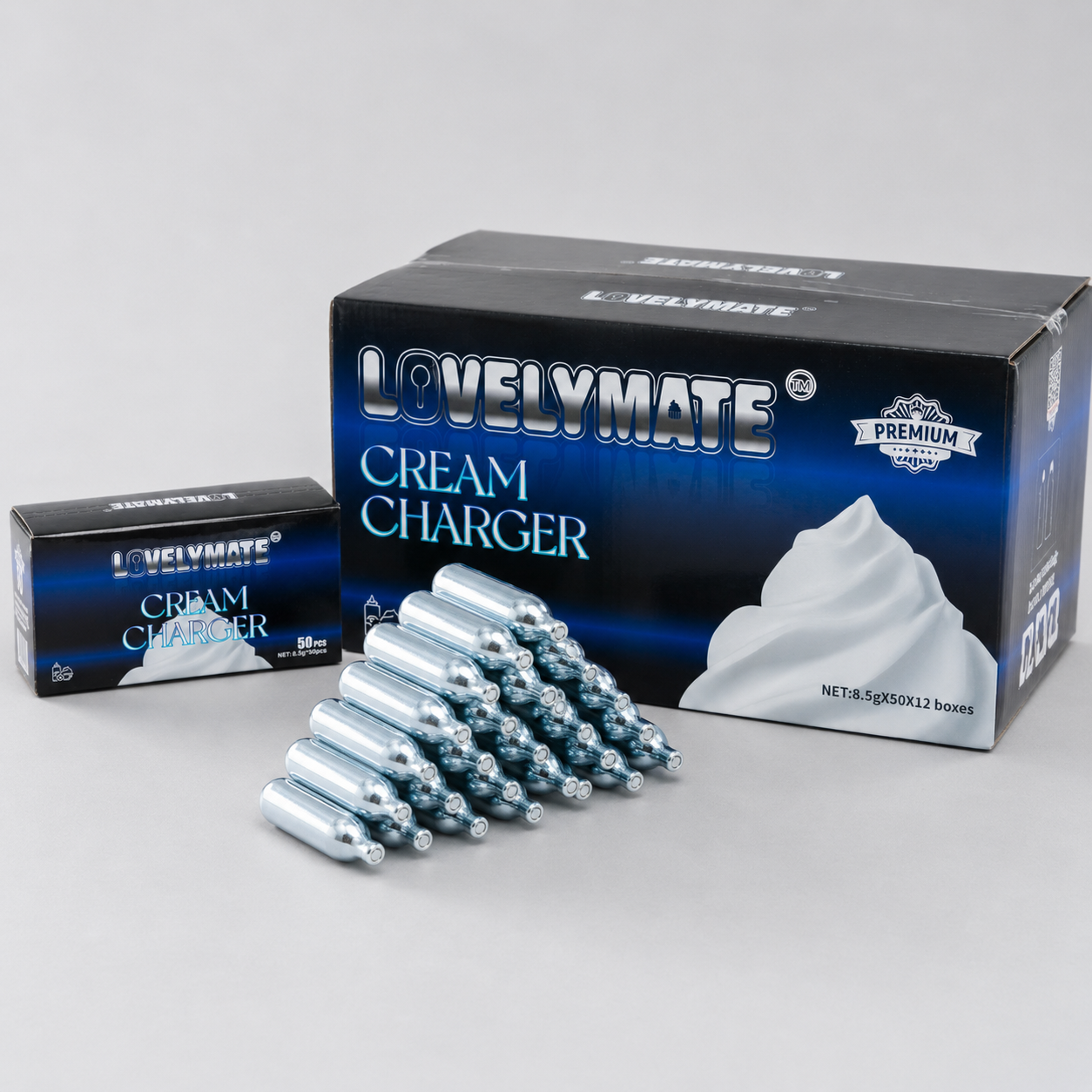 Lovelymate 8.5g 50 Packs N2O Whipped Cream Chargers