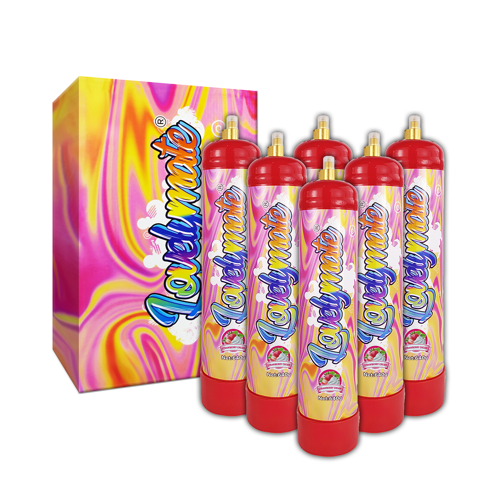 Lovelymate Whip Cream Charger 1L/640g Food Grade Tanks Unflavored, Strawberry Flavor Nitrous Oxide Tanks