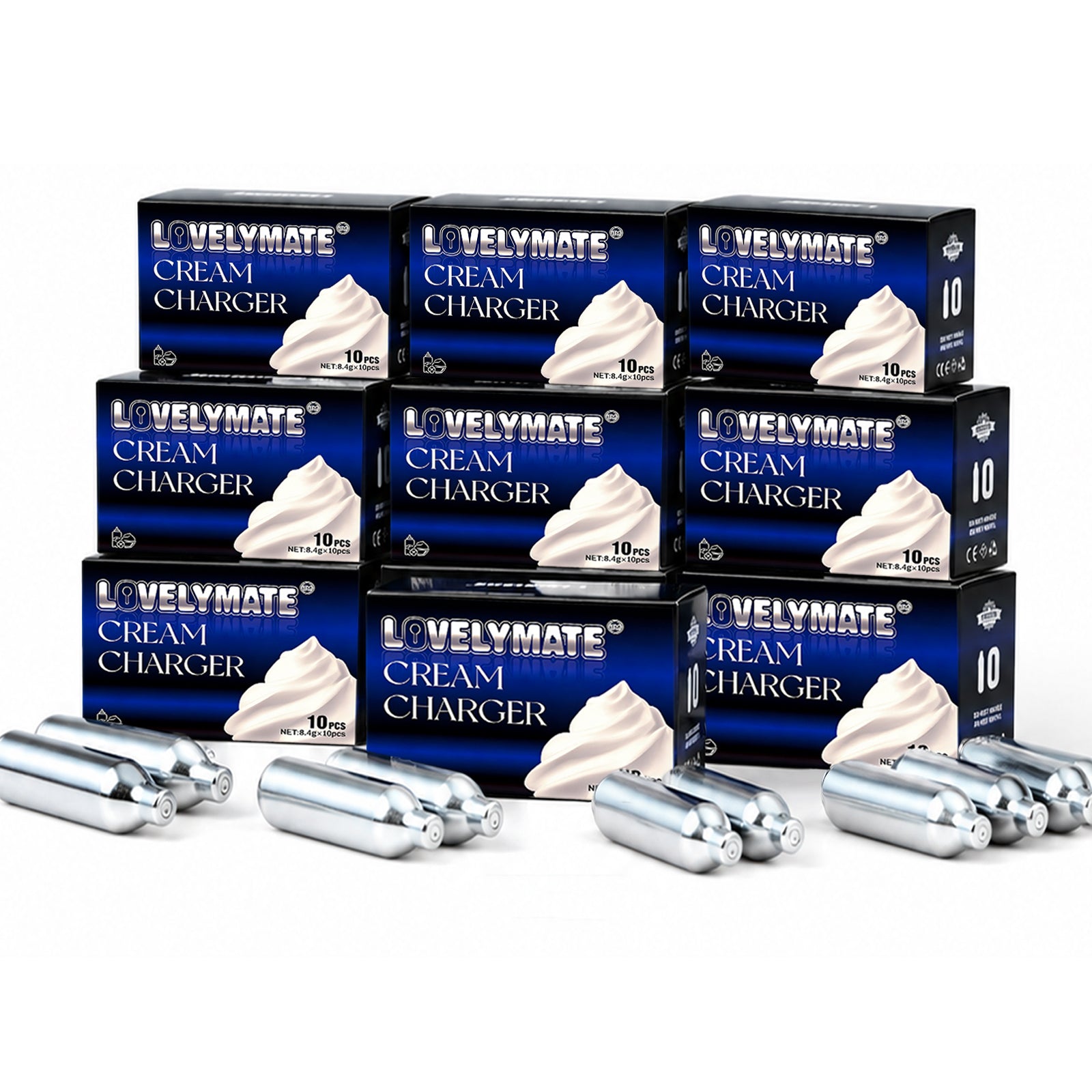 Lovelymate 8.4g 10 Packs N2O Cream Chargers