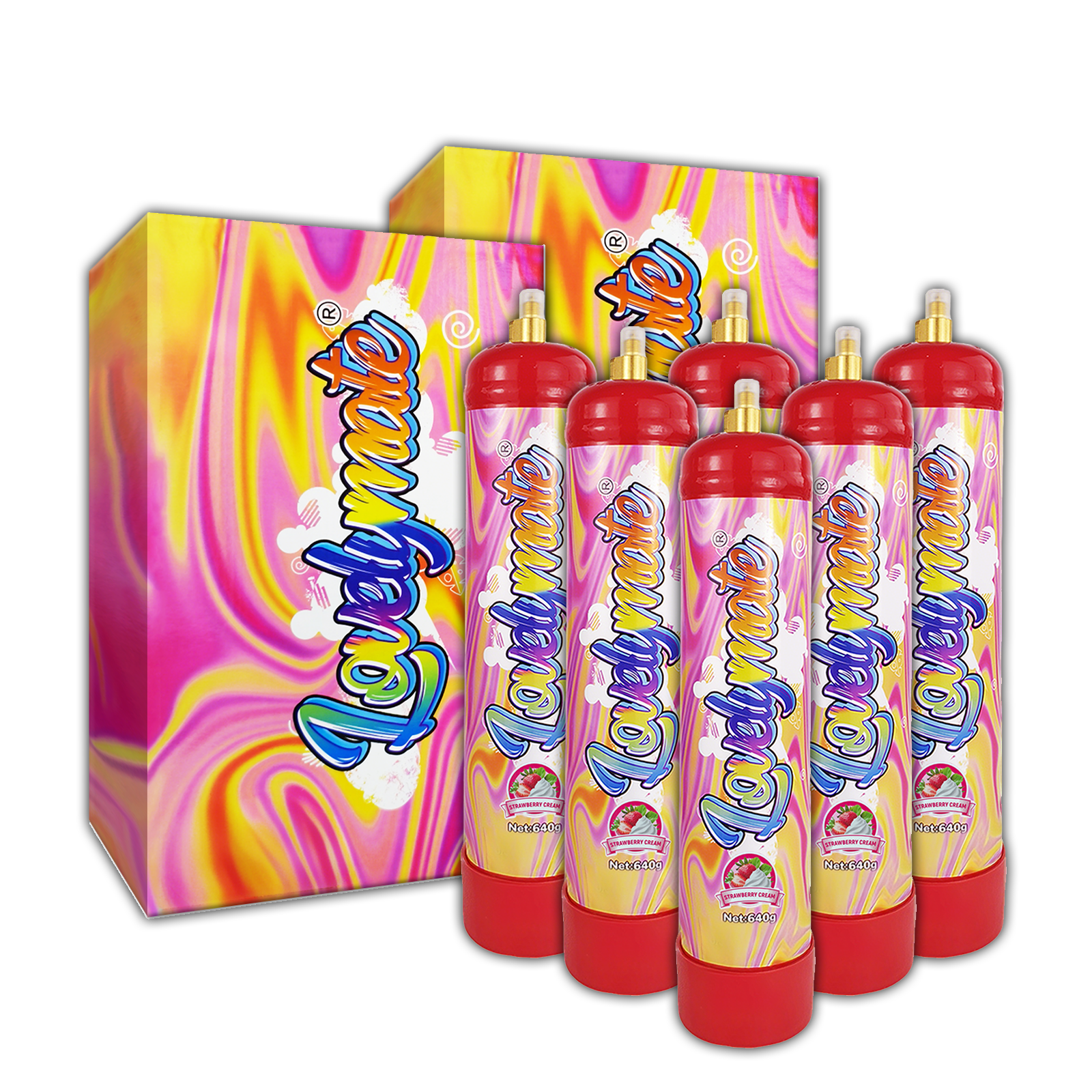 Lovelymate Whip Cream Charger 1L/640g Food Grade Tanks Unflavored, Strawberry Flavor Nitrous Oxide Tanks