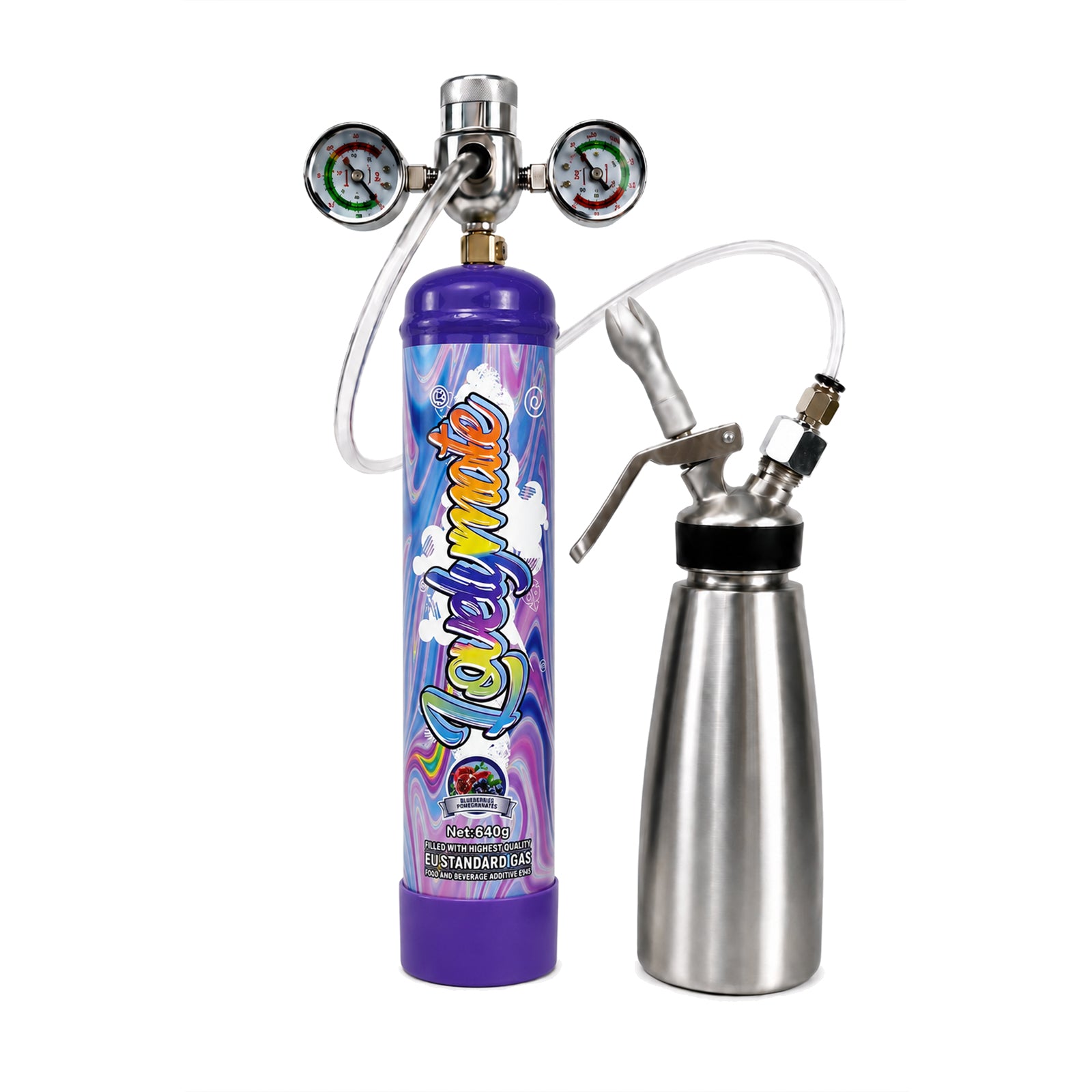 Lovelymate Whip Cream Charger 1L/640g Food Grade Tanks Unflavored, Buleberries Flavor Nitrous Oxide Tanks