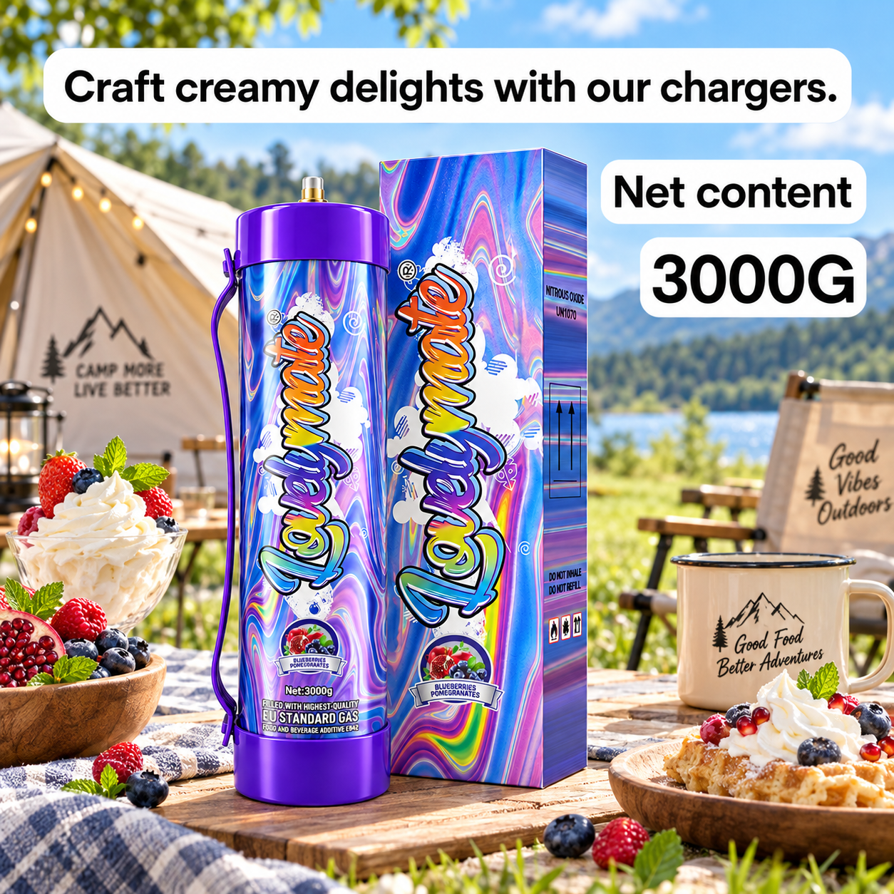 Lovelymate 3000g / 4.4L N2O Cream Charger Tank – Blueberry