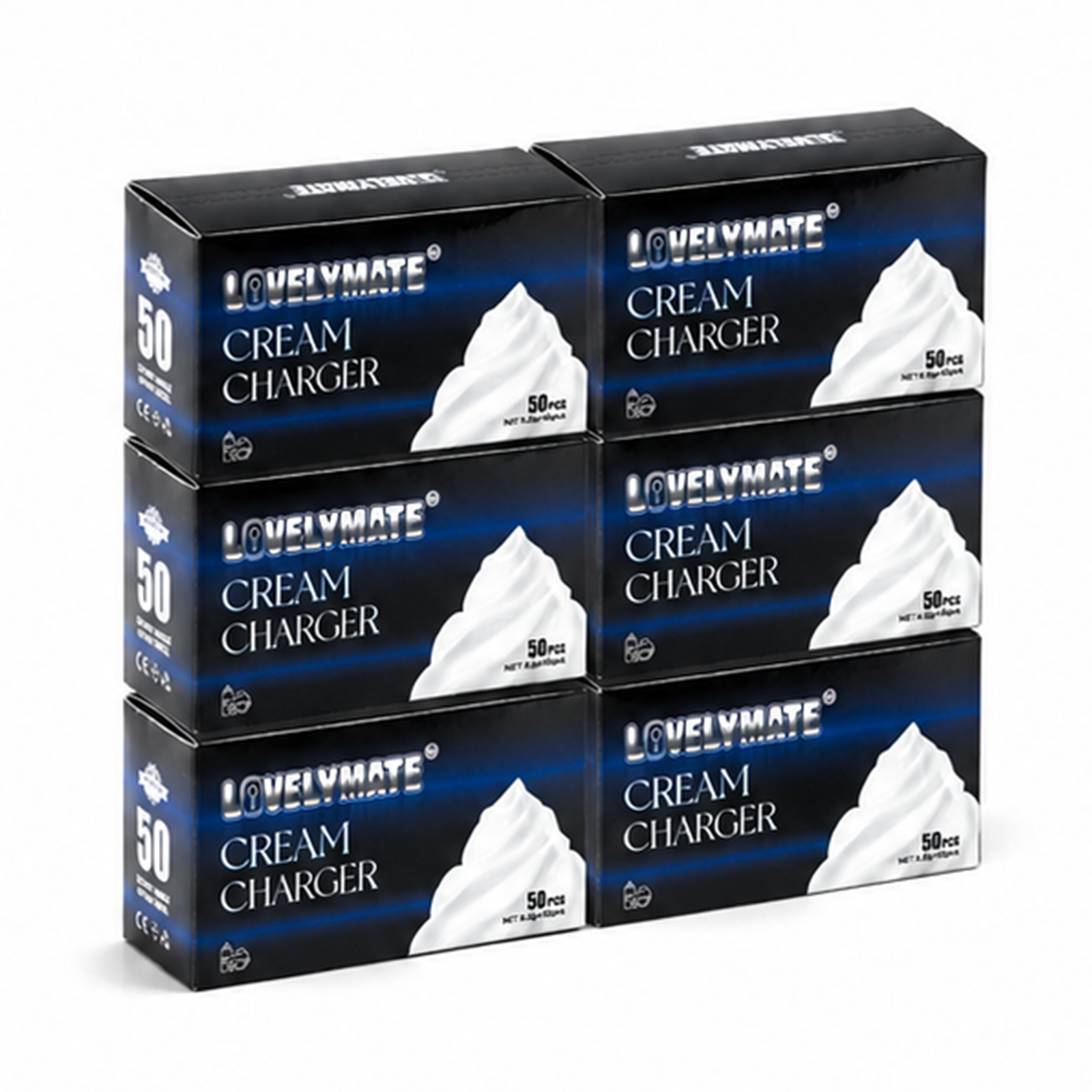 Lovelymate 8.5g 50 Packs N2O Whipped Cream Chargers