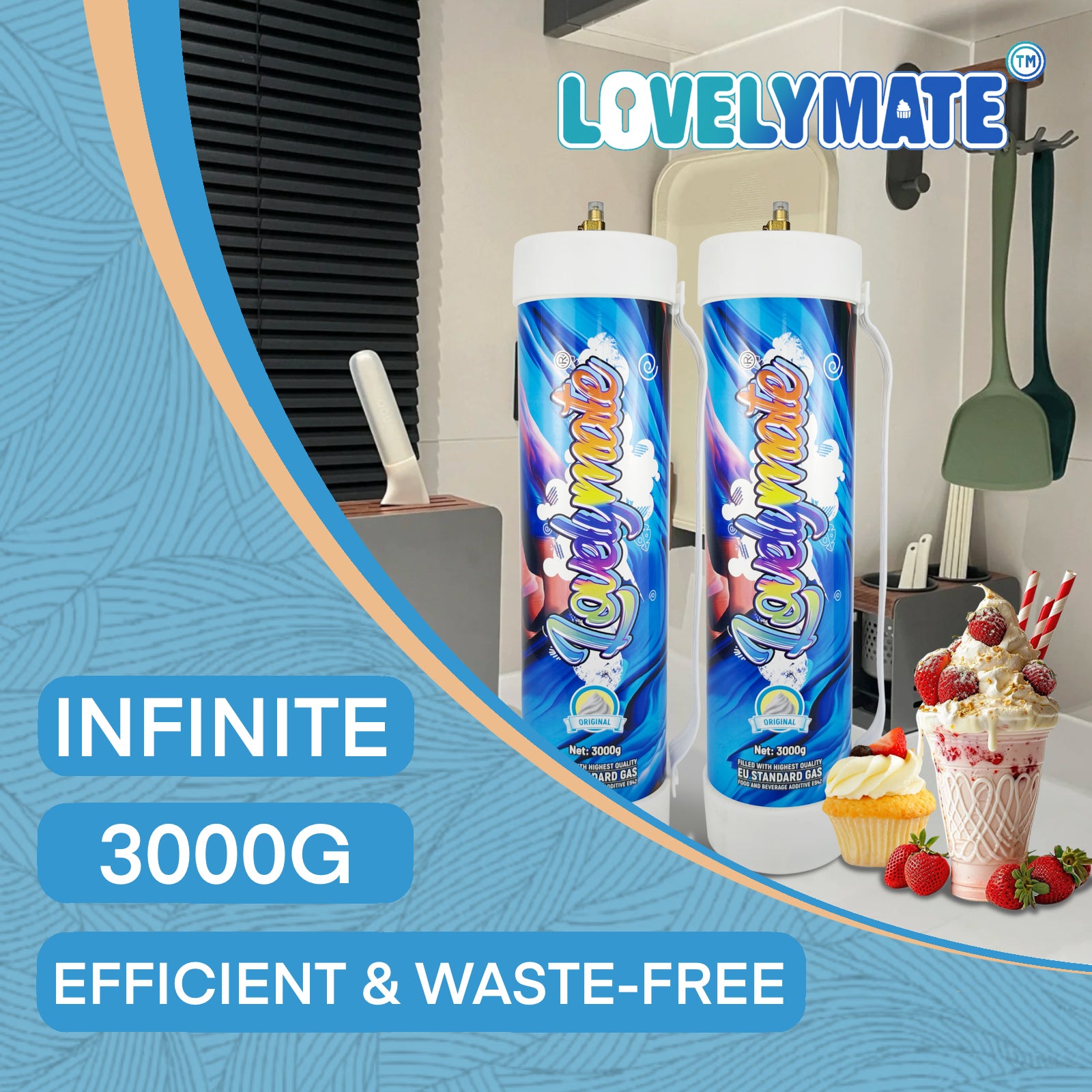 Lovelymate 4.4L/3000g Tanks Food Grade Tanks Unflavored, Nitrous Oxide for Perfect Whipped Cream, N2O Gas Whip Cream Charger