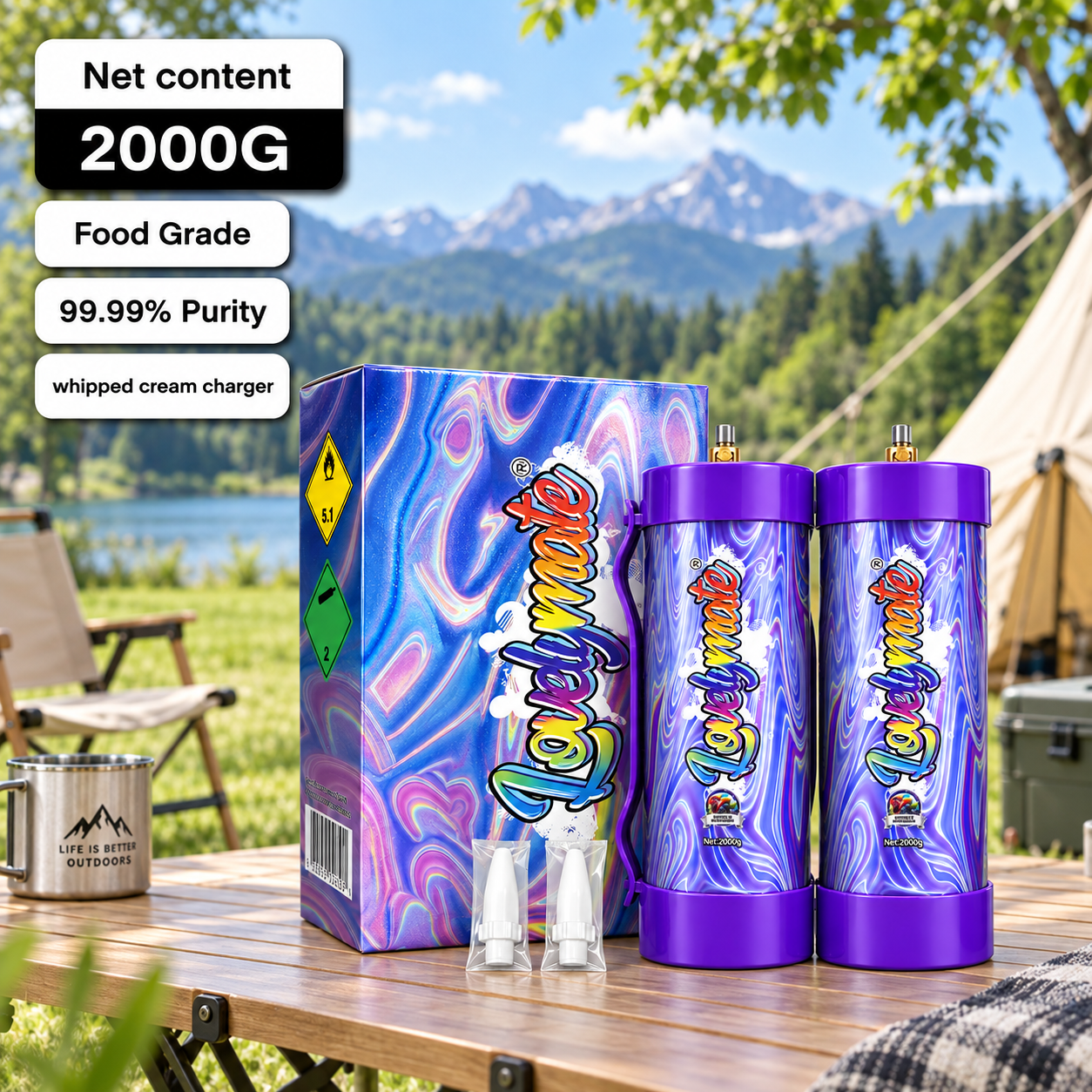 Lovelymate 2000g / 3.1L N2O Cream Charger Tank – Blueberry