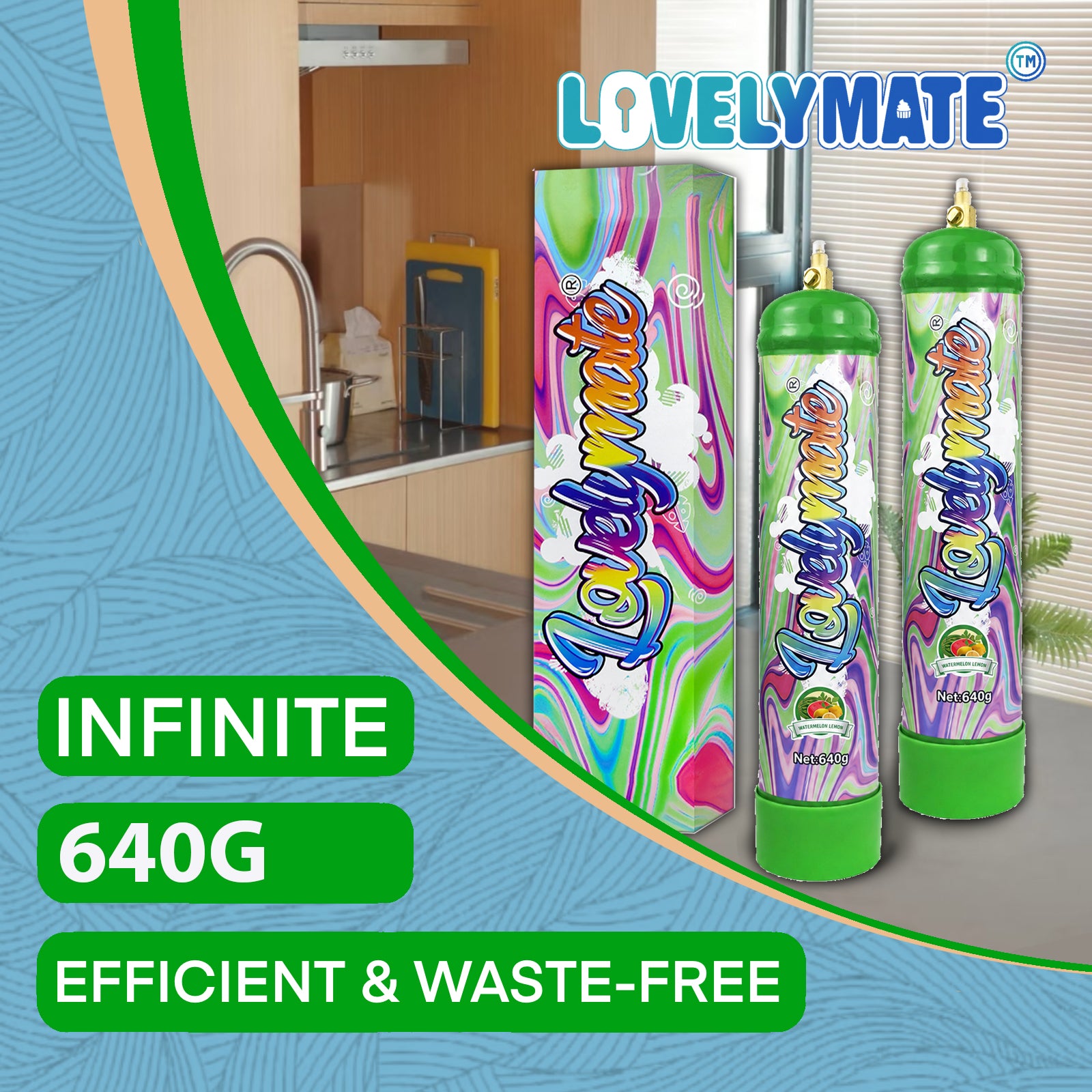 Lovelymate Whip Cream Charger 1L/640g Food Grade Tanks Unflavored, Watermelon Flavor Nitrous Oxide Tanks