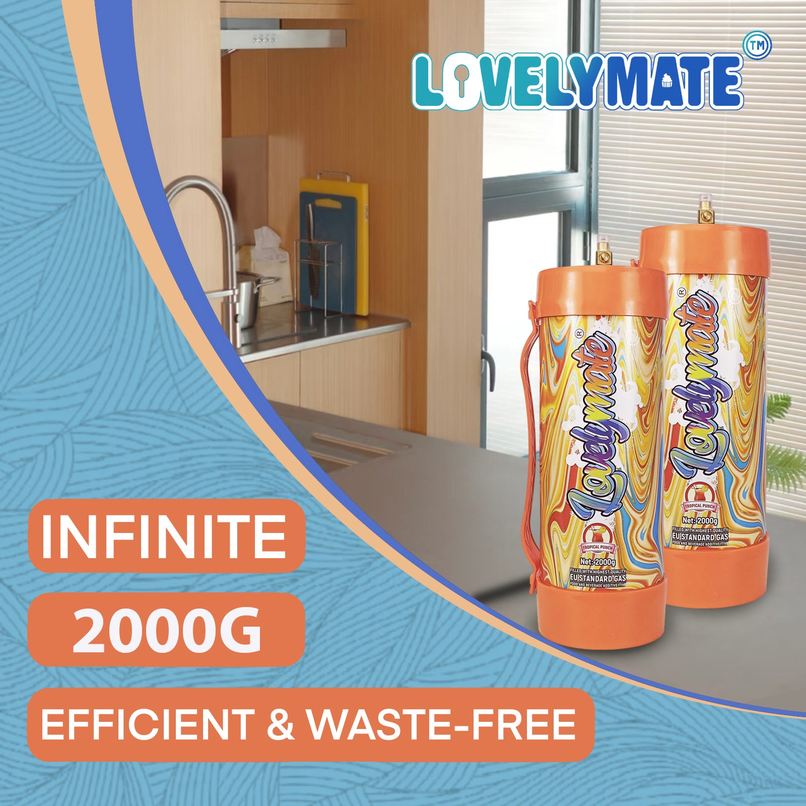 Lovelymate Whipped Cream Charger 3.1L/2000g Food Grade Tanks(Tropical Punch  Candy Flavor), Whipped Nitrous Oxide Cream Charger