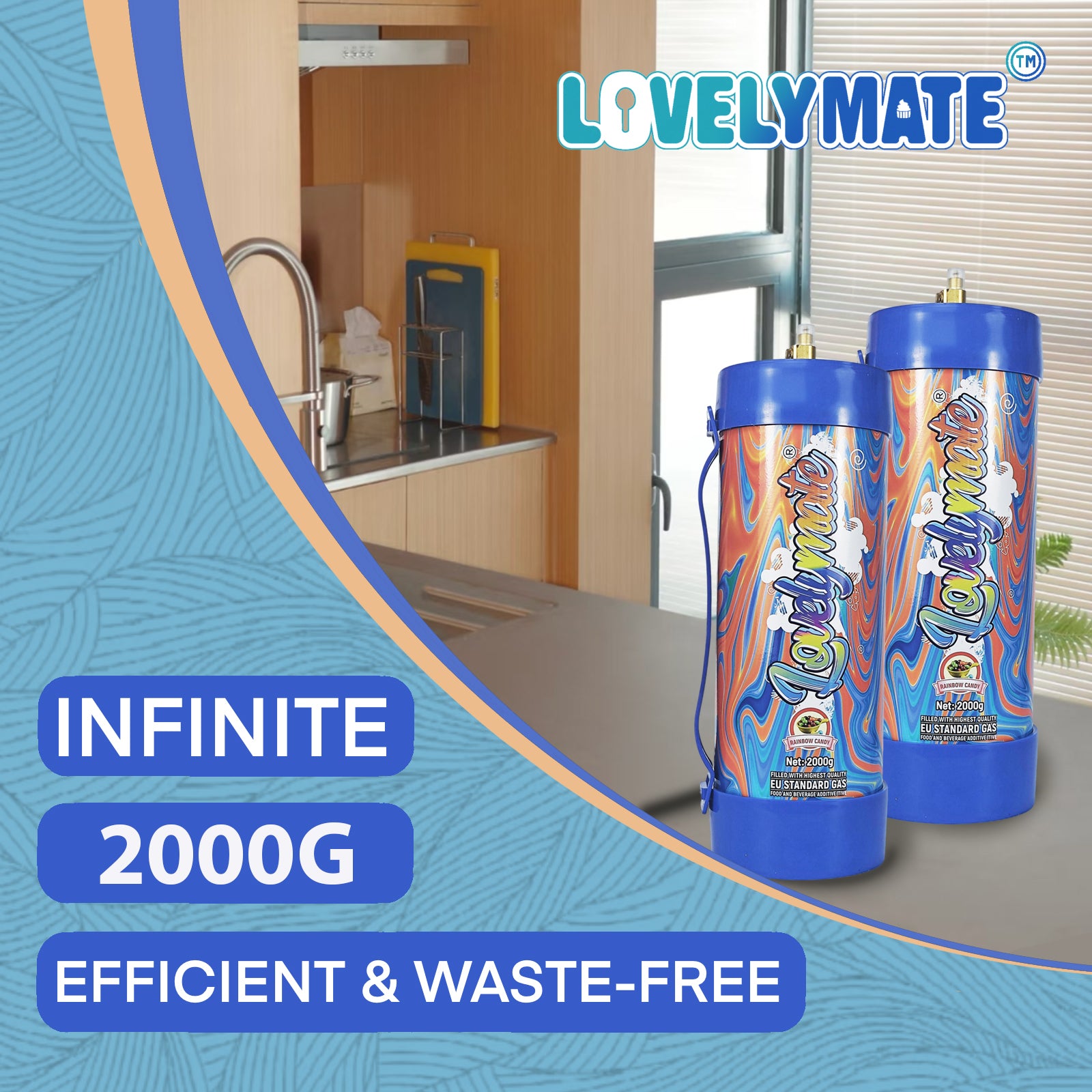 Lovelymate Whipped Cream Charger 3.1L/2000g Food Grade Tanks(Rainbow Candy Flavor), Whipped Nitrous Oxide Cream Charger
