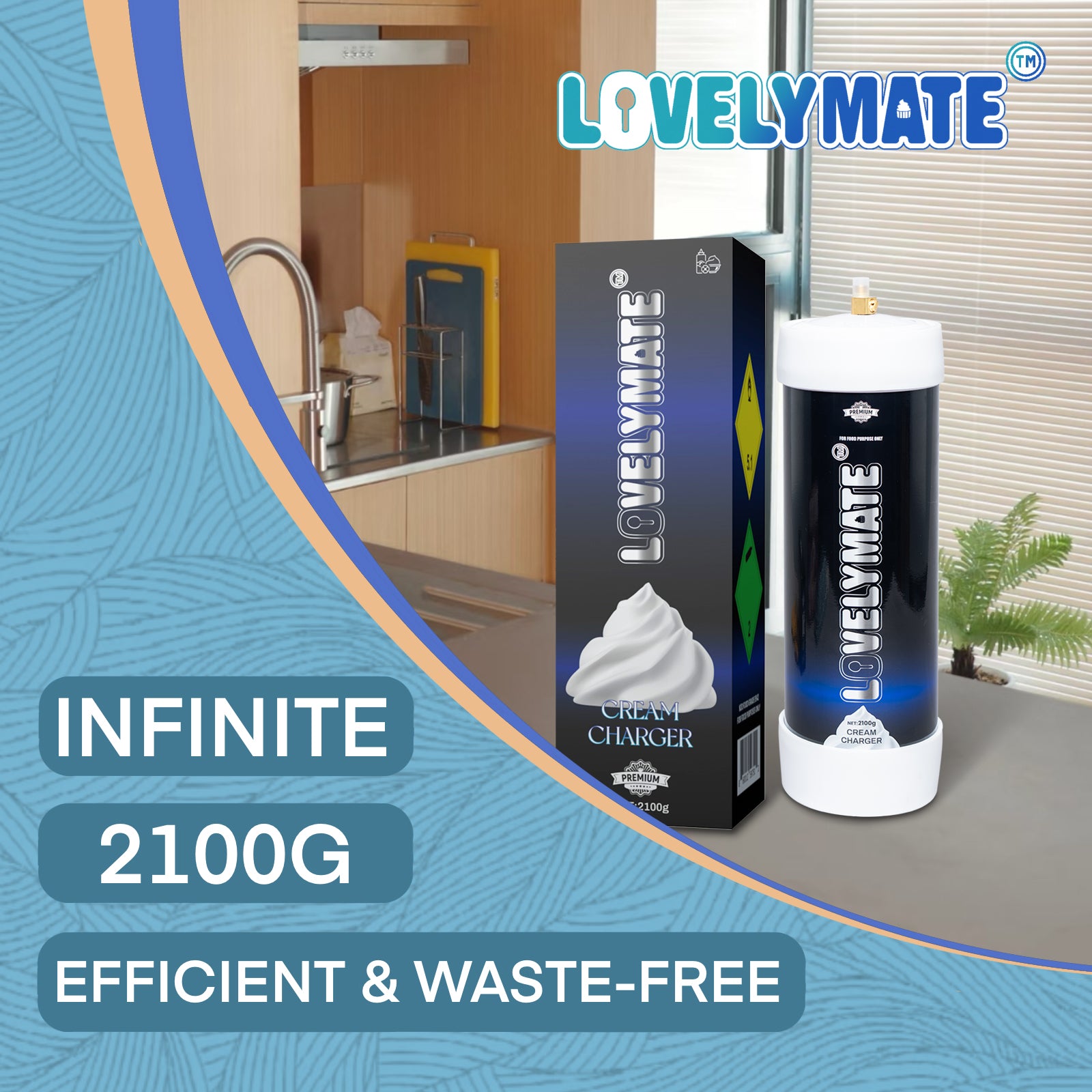 Lovelymate Whipped Cream Charger  3.1L/2100g Tanks Food Grade Tanks Unflavored, Nitrous Oxide Whipped Cream, N2O Gas Whip Cream Charger