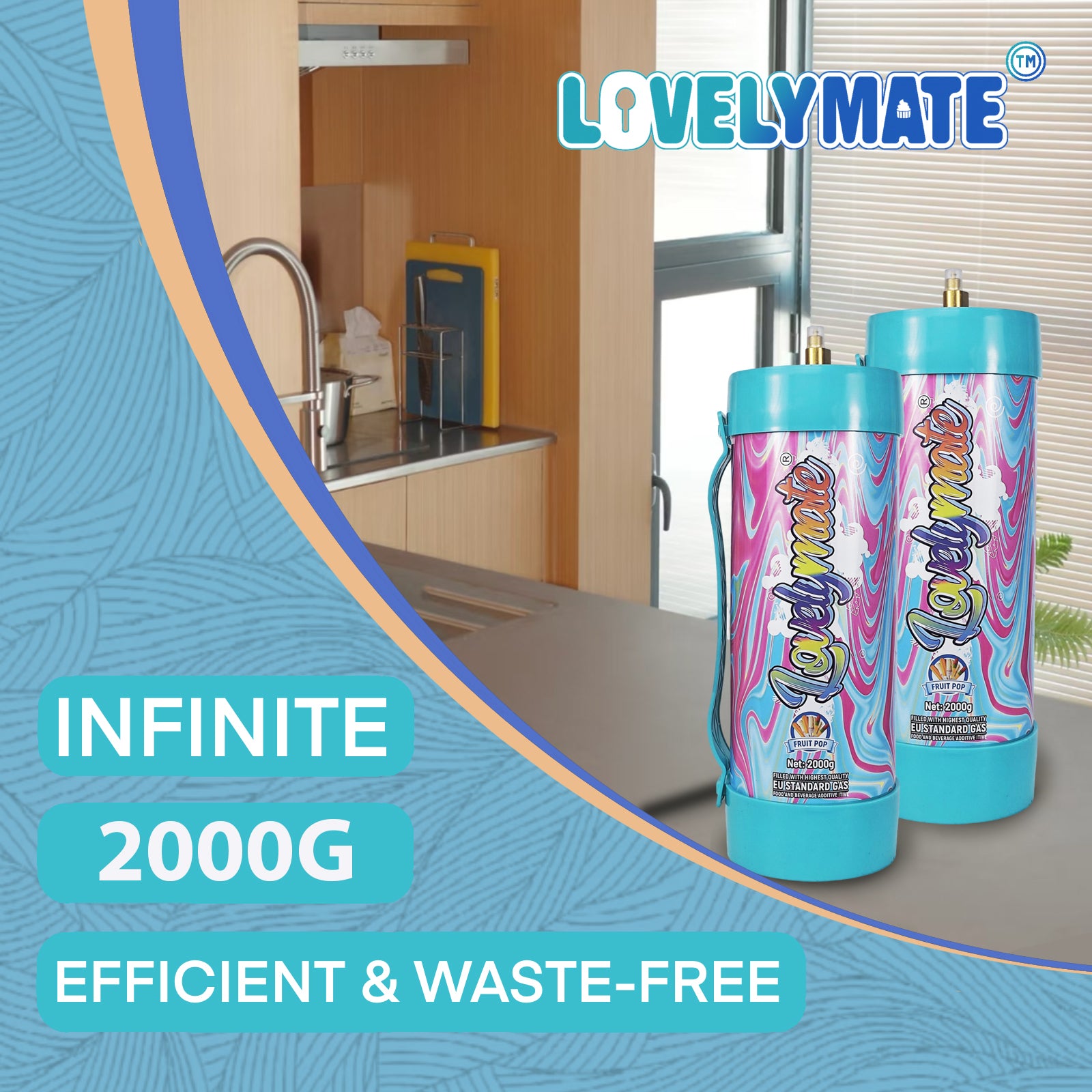Lovelymate Whipped Cream Charger 3.1L/2000g Food Grade Tanks(Fruit Pop Flavor), Whipped Nitrous Oxide Cream Charger