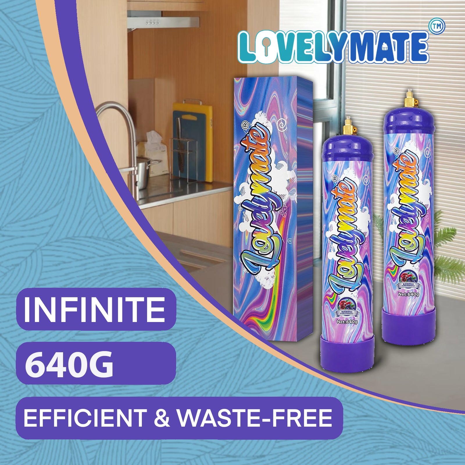 Lovelymate Whip Cream Charger 1L/640g Food Grade Tanks Unflavored, Buleberries Flavor Nitrous Oxide Tanks