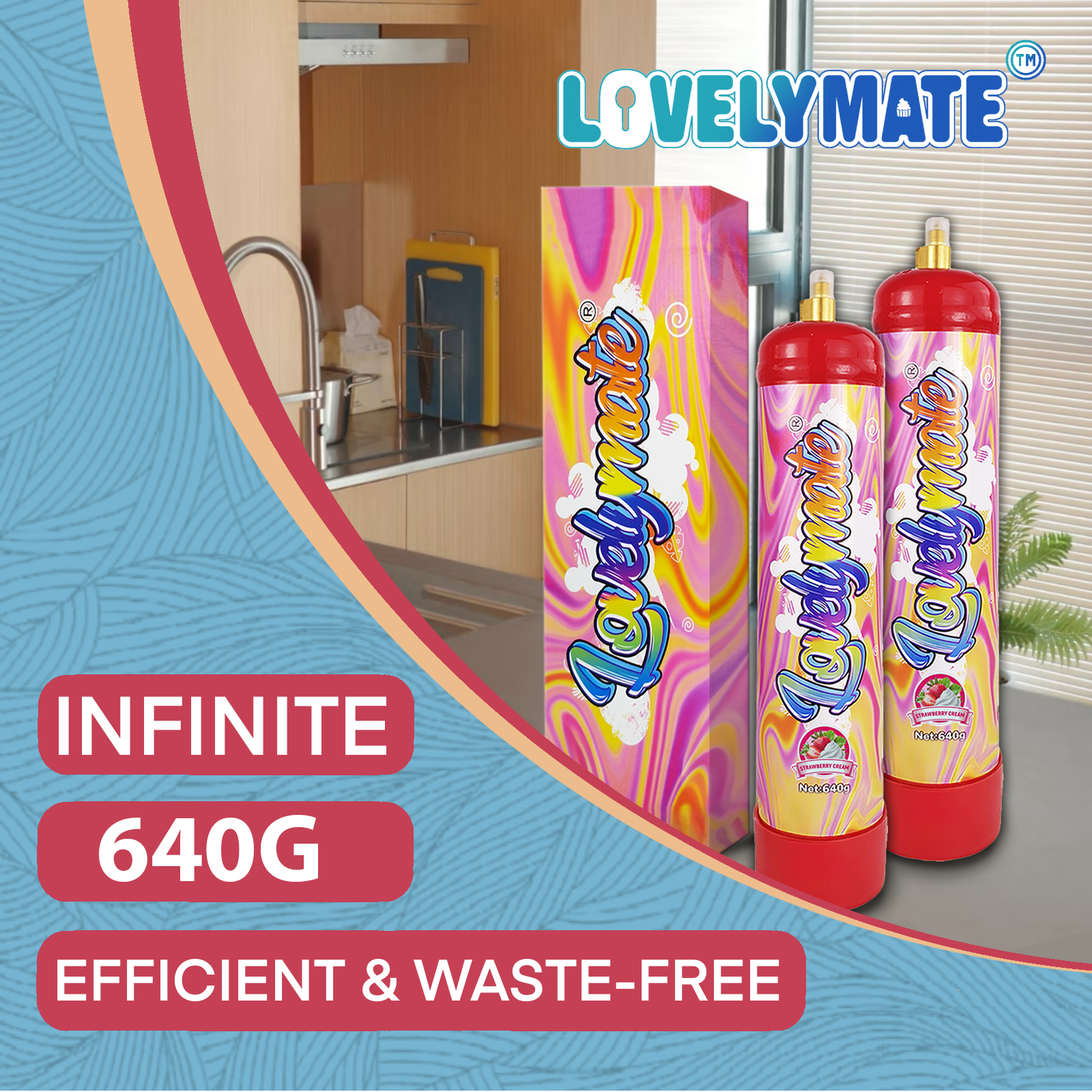 Lovelymate Whip Cream Charger 1L/640g Food Grade Tanks Unflavored, Strawberry Flavor Nitrous Oxide Tanks