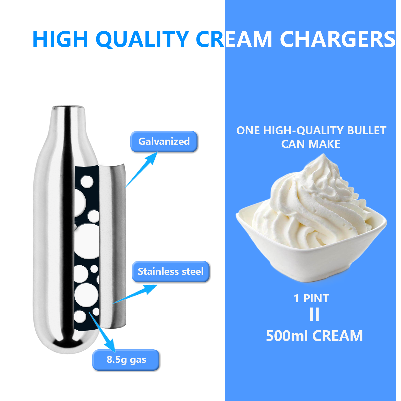 Lovelymate 8.5g 50 Packs N2O Whipped Cream Chargers
