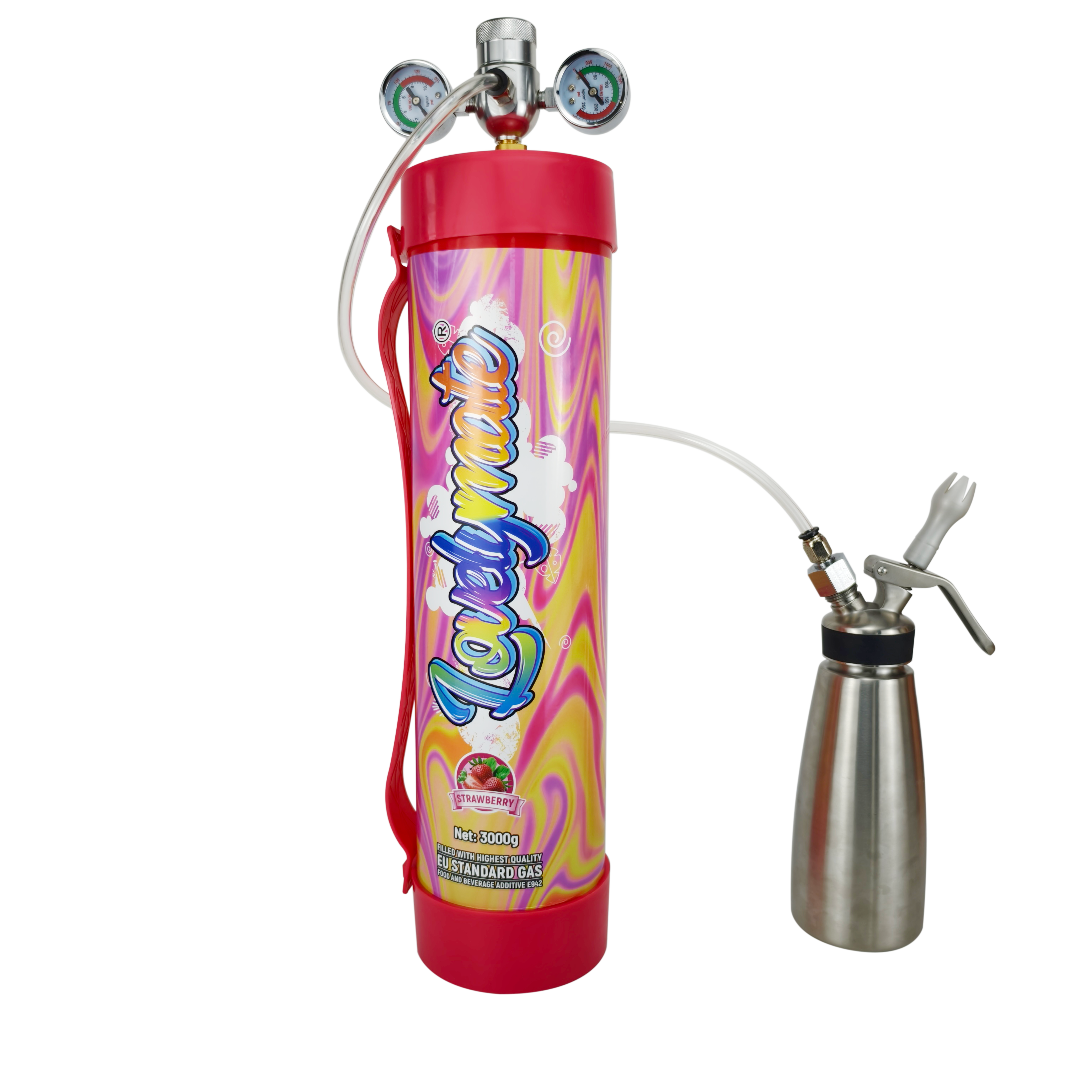 Lovelymate 4.4L/3000g Tanks Food Grade Tanks (Strawberry Flavor) Nitrous Oxide for Perfect Whipped Cream, N2O Gas Whip Cream Charger