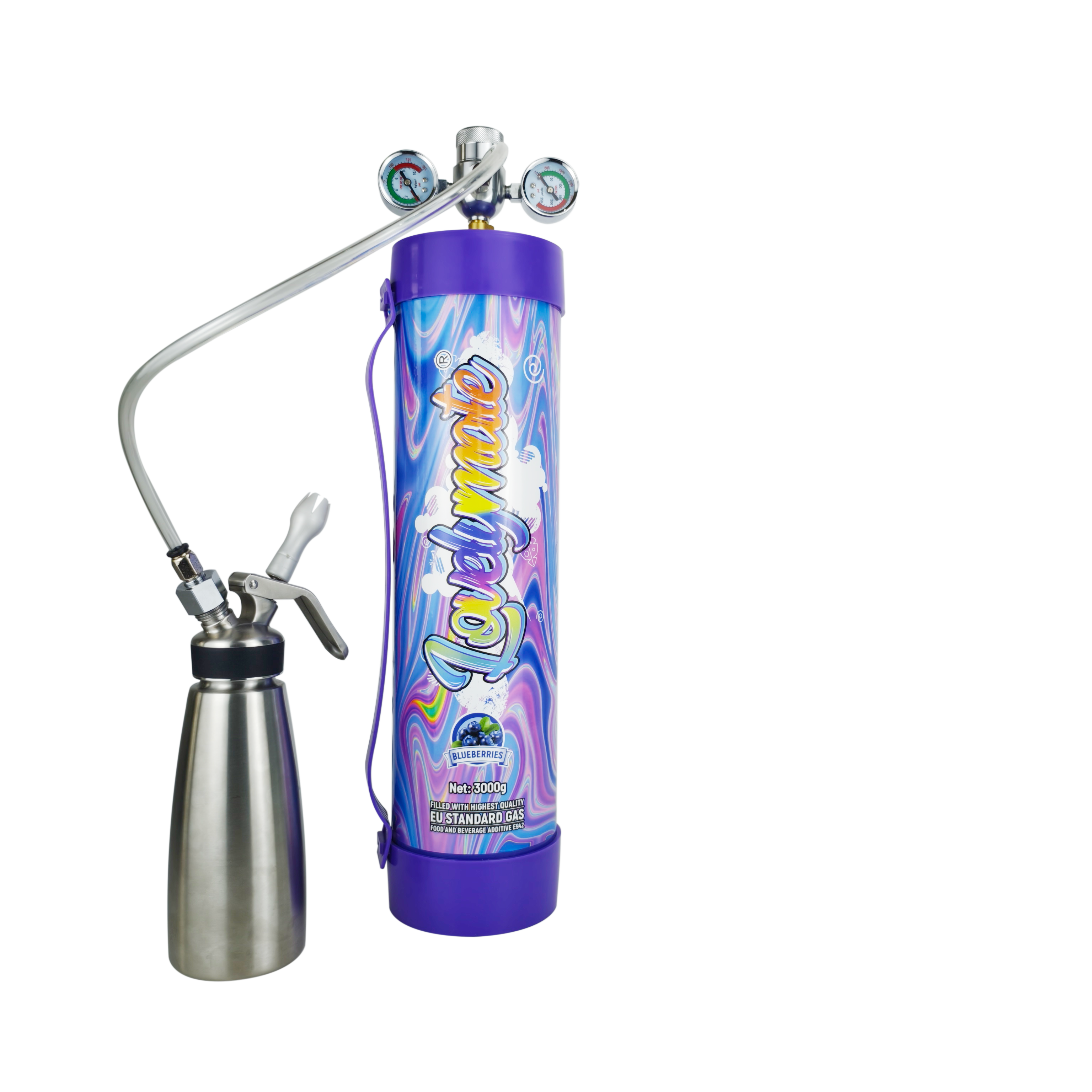 Lovelymate 4.4L/3000g Tanks Food Grade Tanks (Buleberries Flavor) Nitrous Oxide for Perfect Whipped Cream, Cream Charger