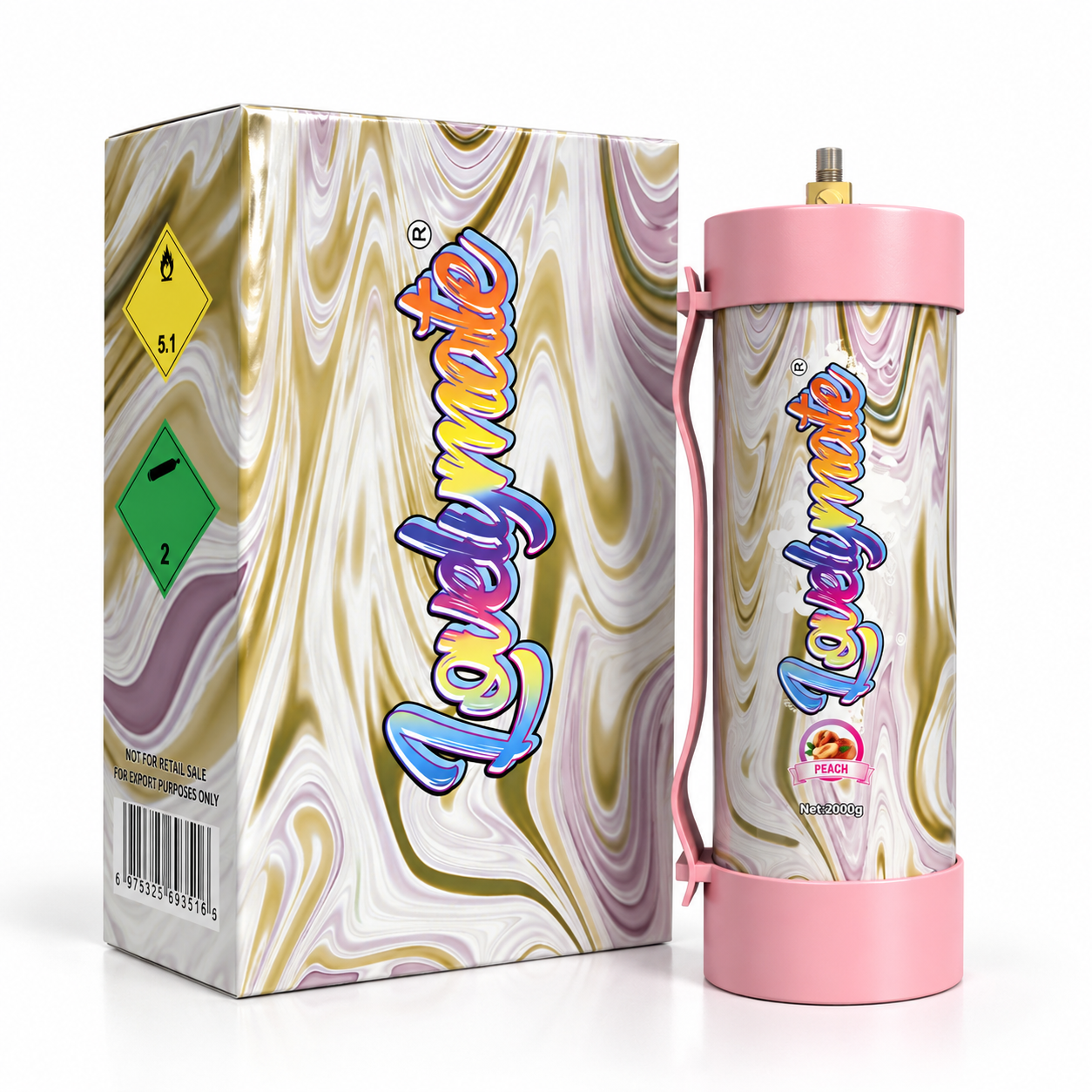 Lovelymate 2000g / 3.1L N2O Cream Charger Tank – Peach